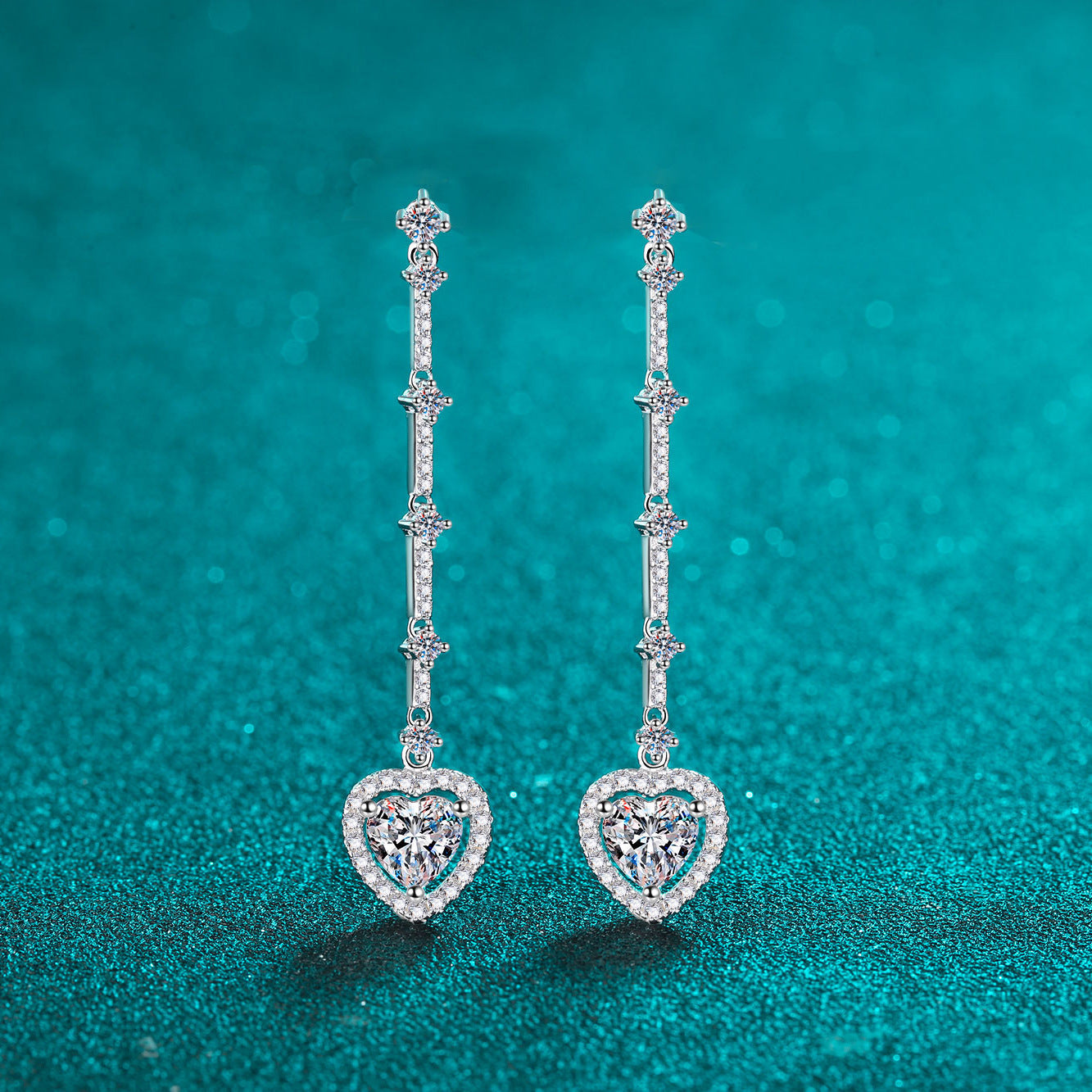2 Carat Moissanite 925 Sterling Silver Heart Earrings