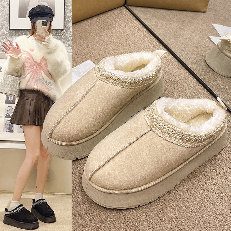 Womens platform ankle slipper shoe boots for winter