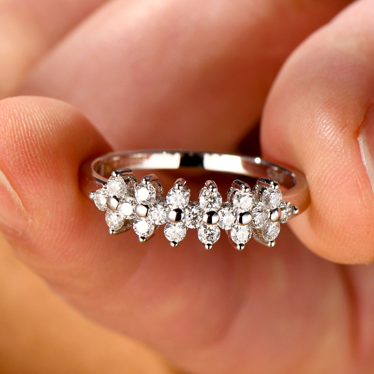 Beautiful Two Strand Moissanite S925 Sterling Silver Ring