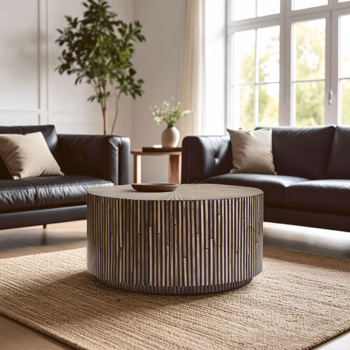 Bambusa Bamboo Inlay Round Coffee Table