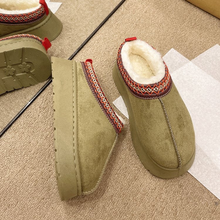 Womens platform ankle slipper shoe boots for winter