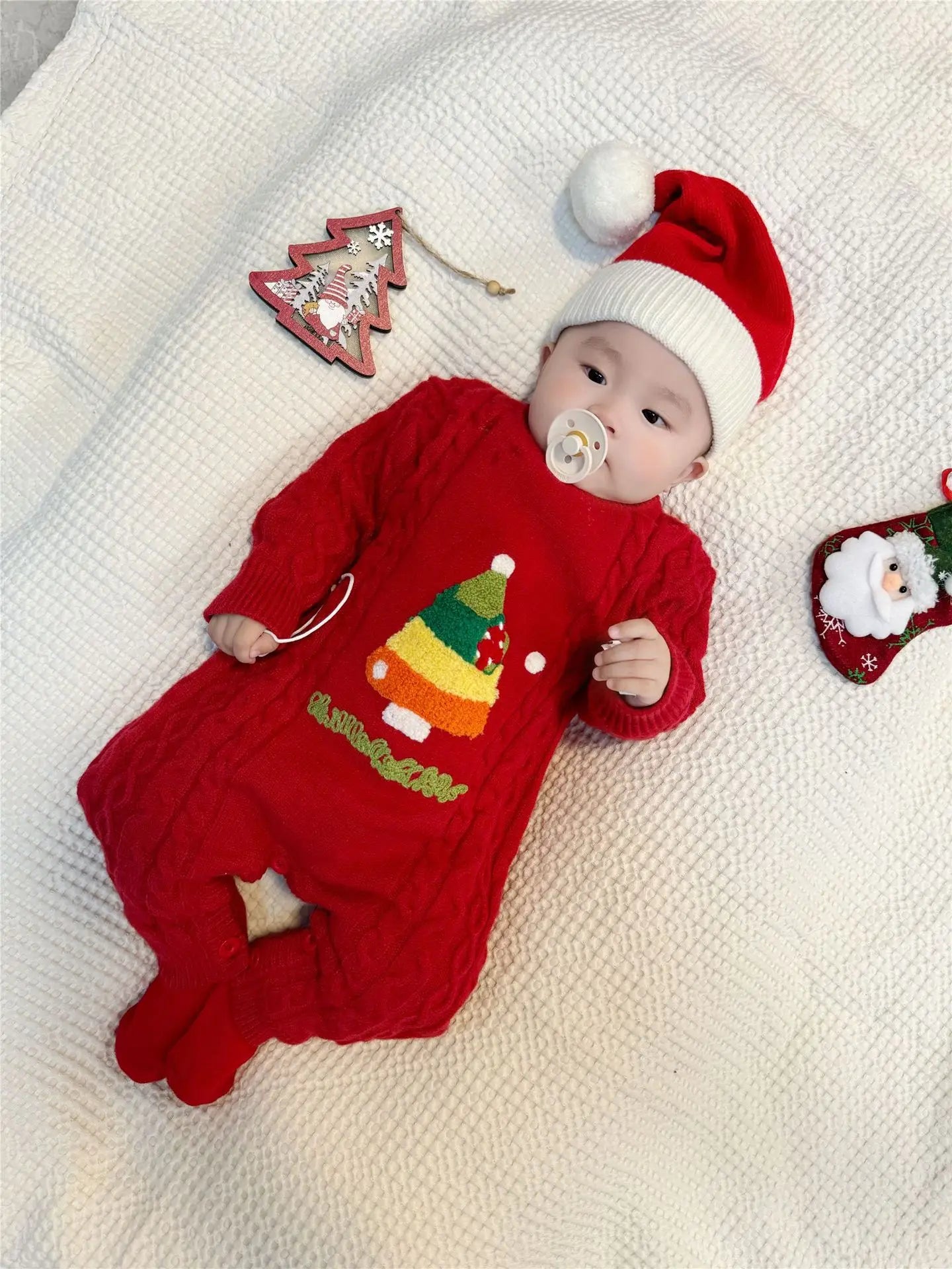 Christmas Tree Jumpers for The Whole Family Red Sweater New Year Dad Mom and Son Daughter Matching Clothes Baby Knitted Romper