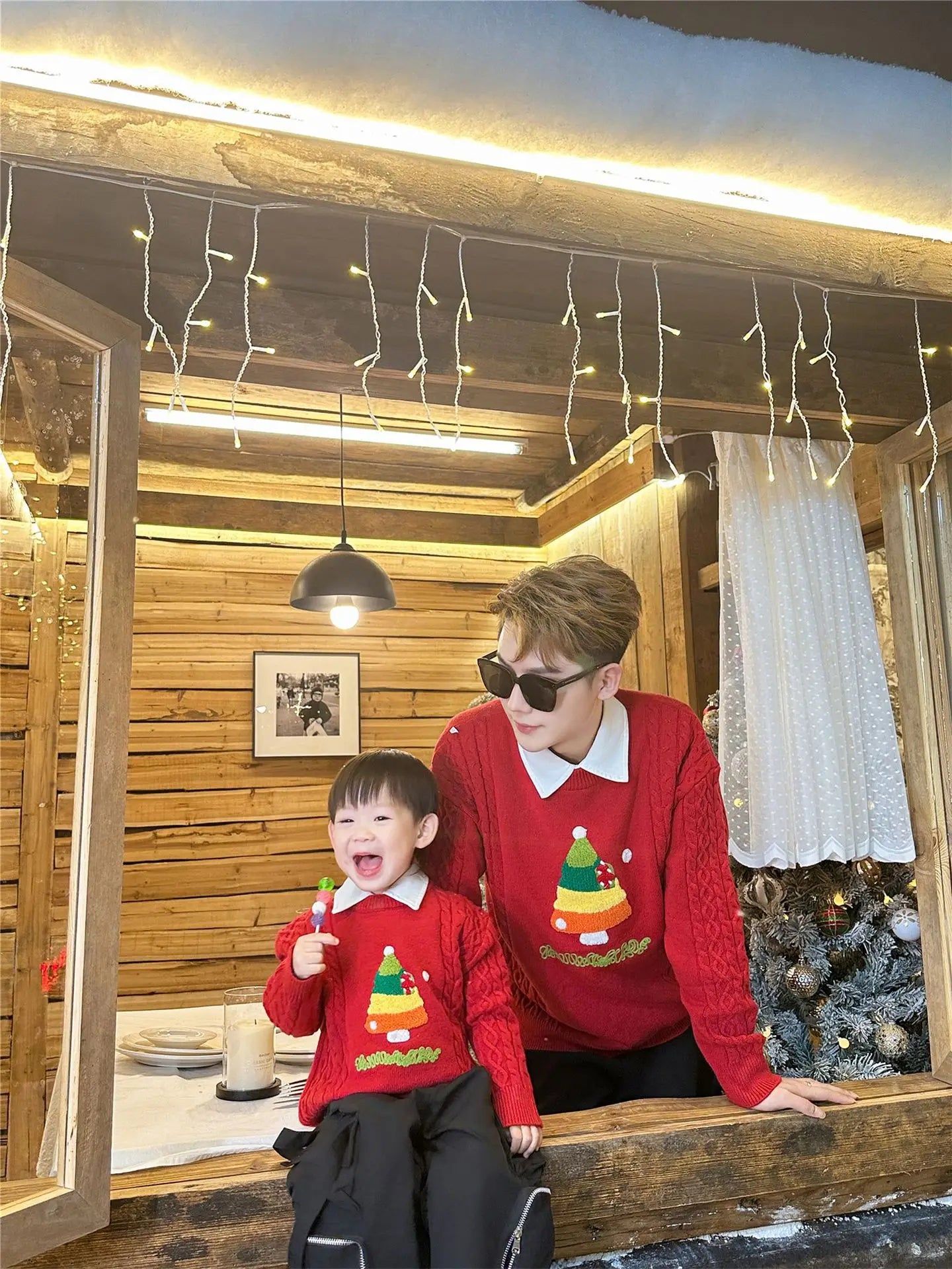 Christmas Tree Jumpers for The Whole Family Red Sweater New Year Dad Mom and Son Daughter Matching Clothes Baby Knitted Romper