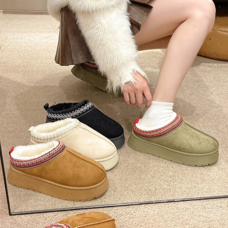 Womens platform ankle slipper shoe boots for winter