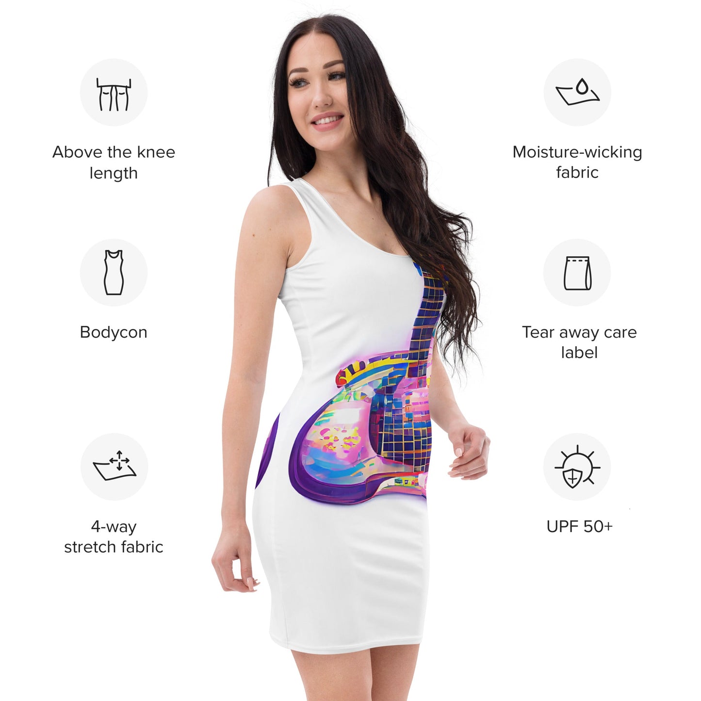Hippie Guitar - Womens Bodycon Dress