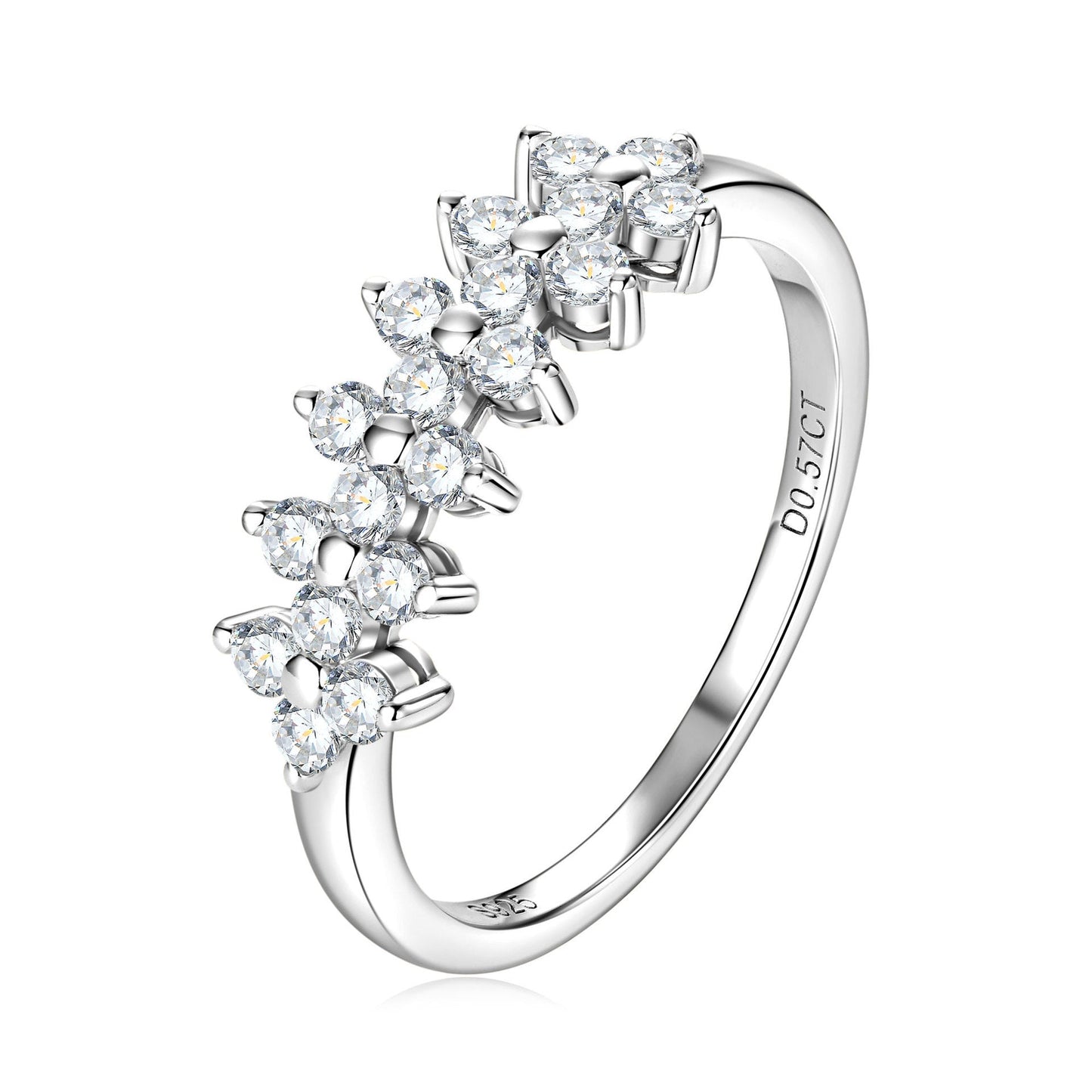 Beautiful Two Strand Moissanite S925 Sterling Silver Ring