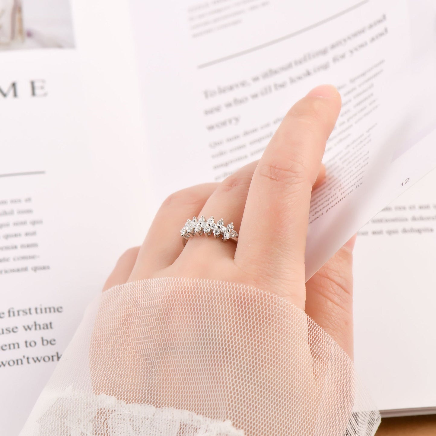 Beautiful Two Strand Moissanite S925 Sterling Silver Ring