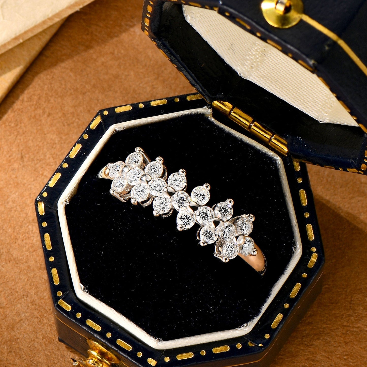 Beautiful Two Strand Moissanite S925 Sterling Silver Ring