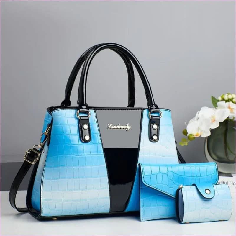 Sophisticated Three Piece Shoulder Bag Set with Crocodile Pattern