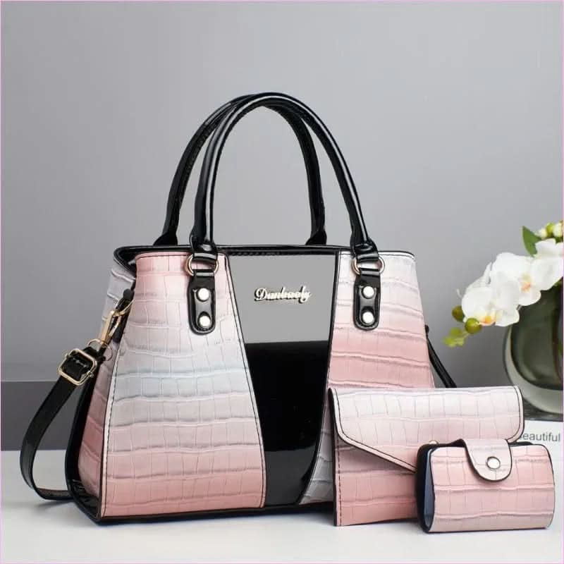 Sophisticated Three Piece Shoulder Bag Set with Crocodile Pattern