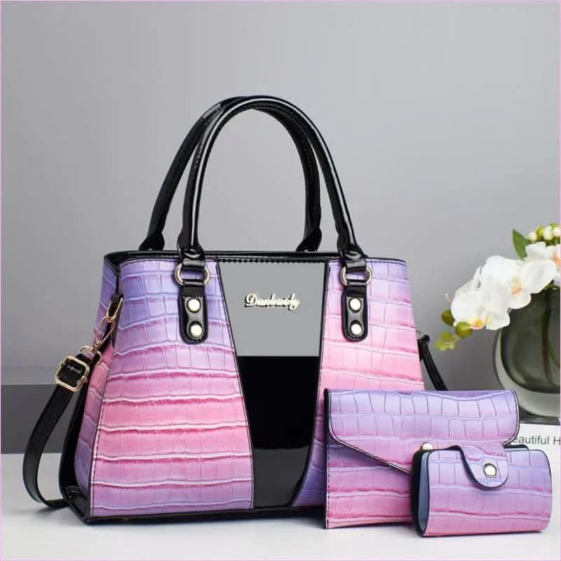 Sophisticated Three Piece Shoulder Bag Set with Crocodile Pattern
