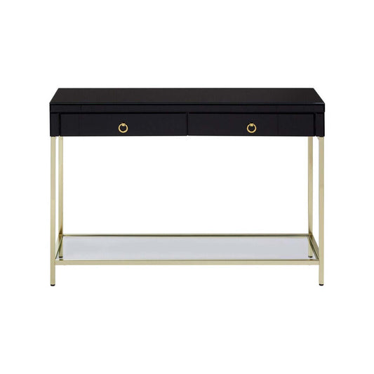 Kensington Townhouse Black Mirror Console Table with Gold Frame