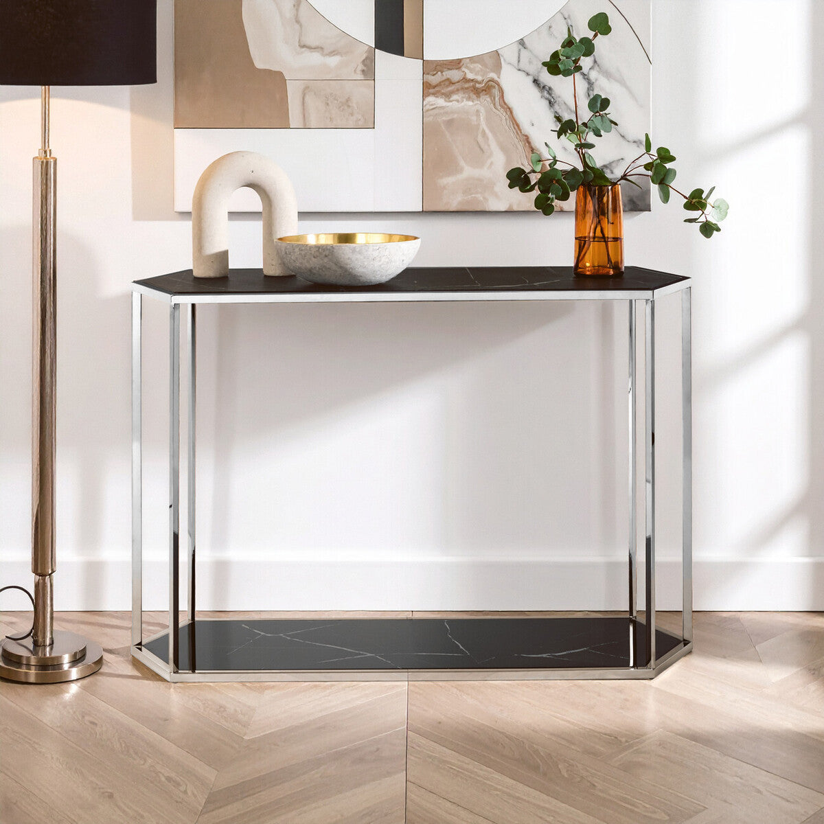 Piermount Silver Frame Console Table