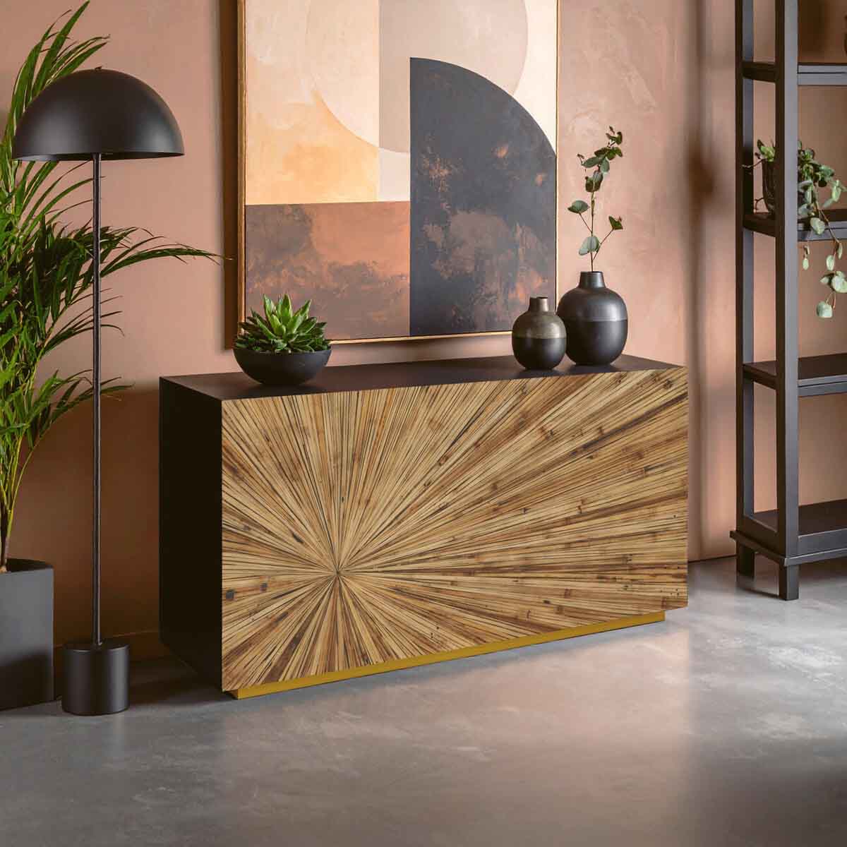 Gabelle Ebony Bamboo Console Table