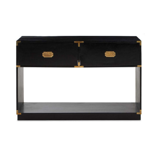 Sarter Two Drawer Black Mango Wood Console Table