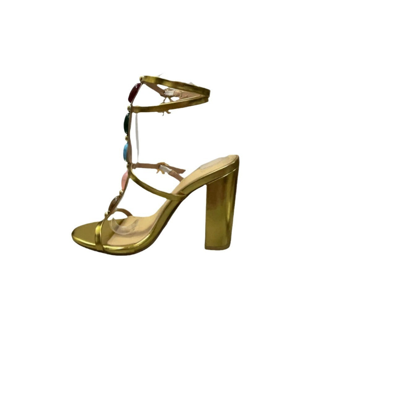 Women's Open Toe Gem Chunky Heel High Heel Roman Sandals