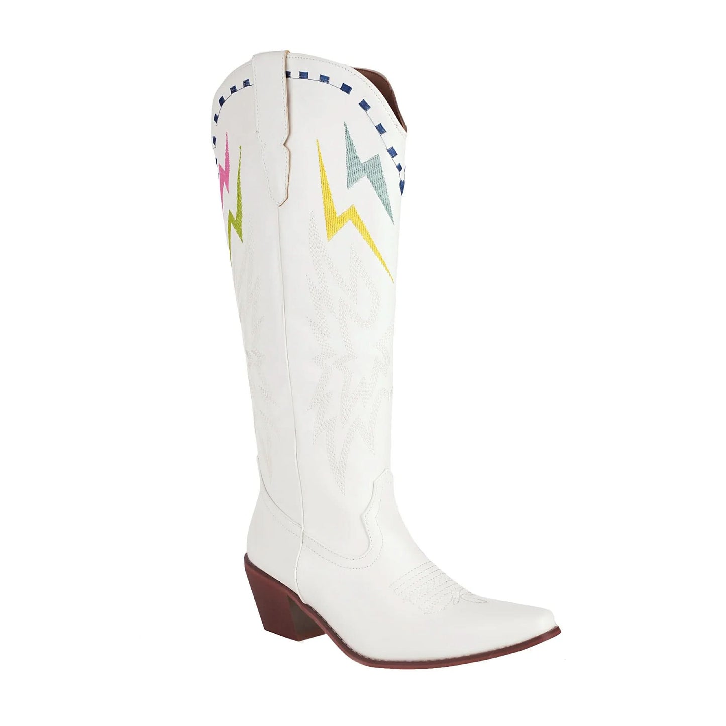 Lightning Bolt Embroidered Knee-high Unisex Plus Size Western Boots