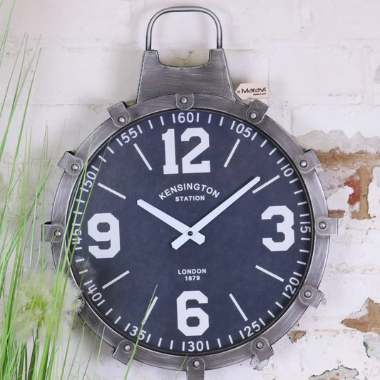 Industrial Style Wall Clock Gunmetal Grey
