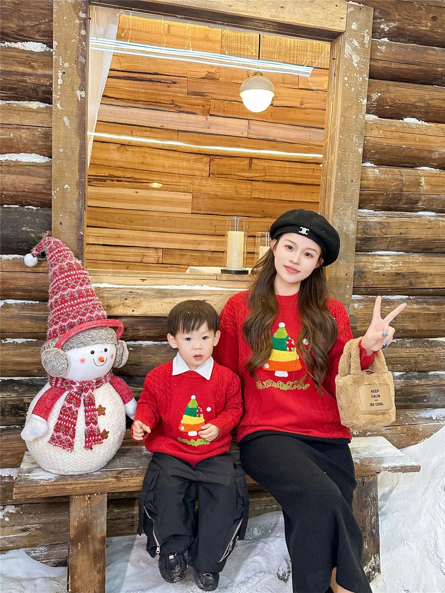 Christmas Tree Jumpers for The Whole Family Red Sweater New Year Dad Mom and Son Daughter Matching Clothes Baby Knitted Romper