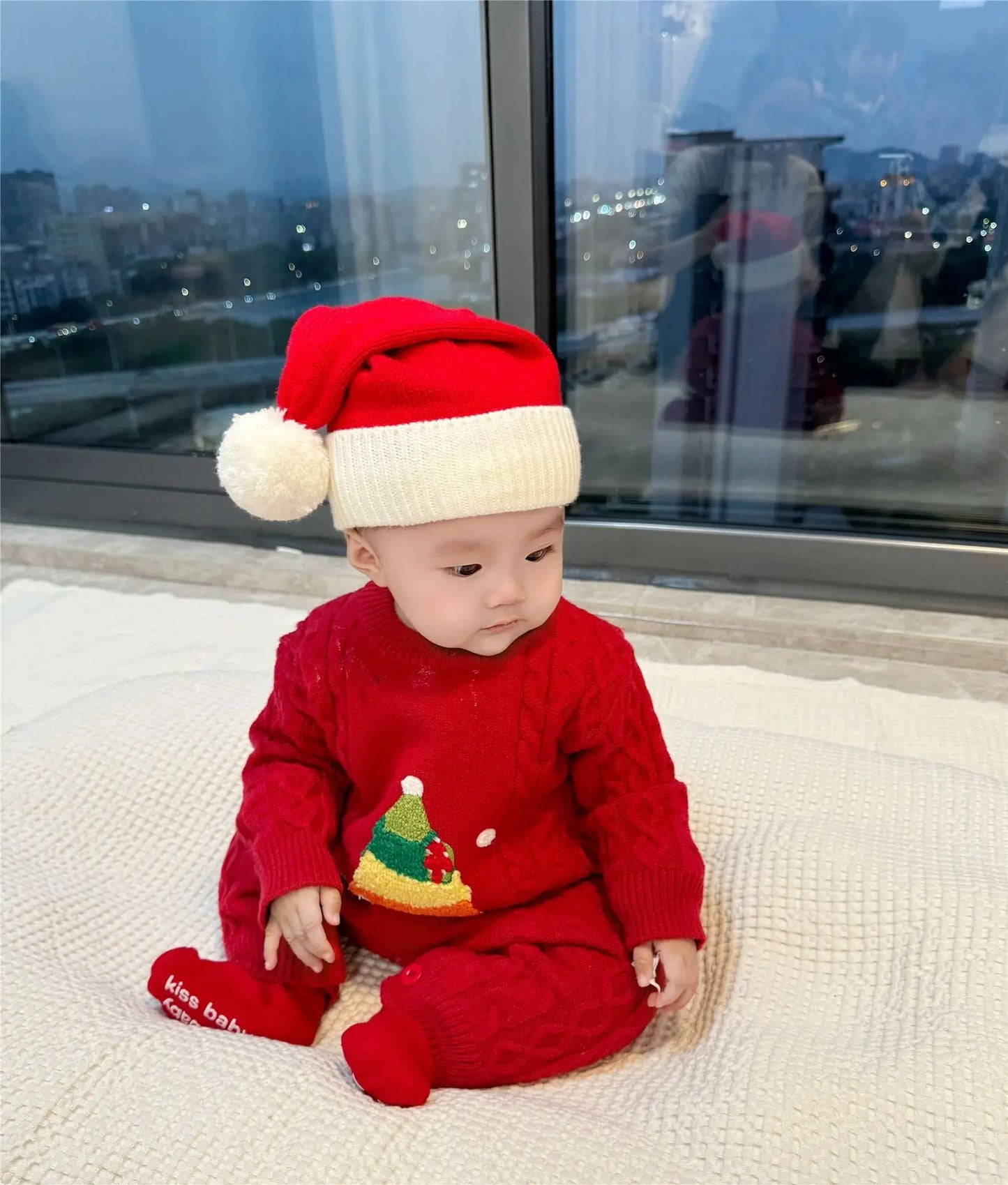 Christmas Tree Jumpers for The Whole Family Red Sweater New Year Dad Mom and Son Daughter Matching Clothes Baby Knitted Romper