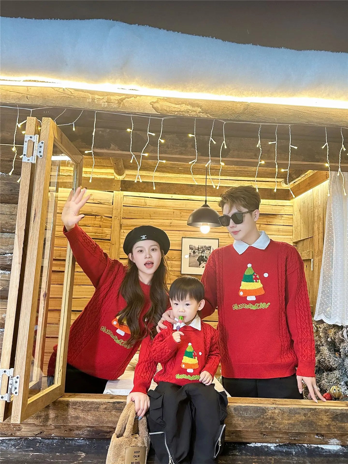 Christmas Tree Jumpers for The Whole Family Red Sweater New Year Dad Mom and Son Daughter Matching Clothes Baby Knitted Romper