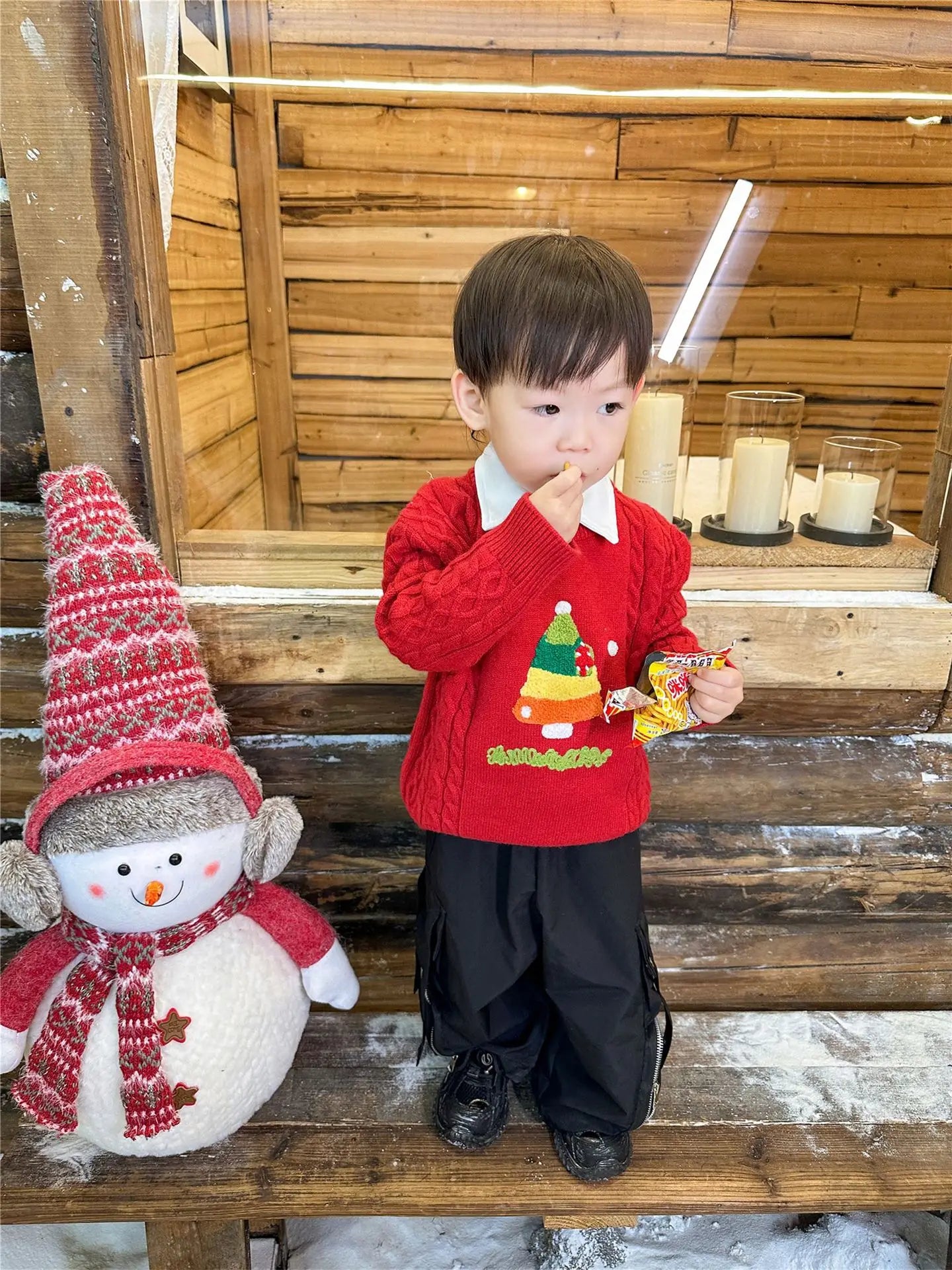 Christmas Tree Jumpers for The Whole Family Red Sweater New Year Dad Mom and Son Daughter Matching Clothes Baby Knitted Romper