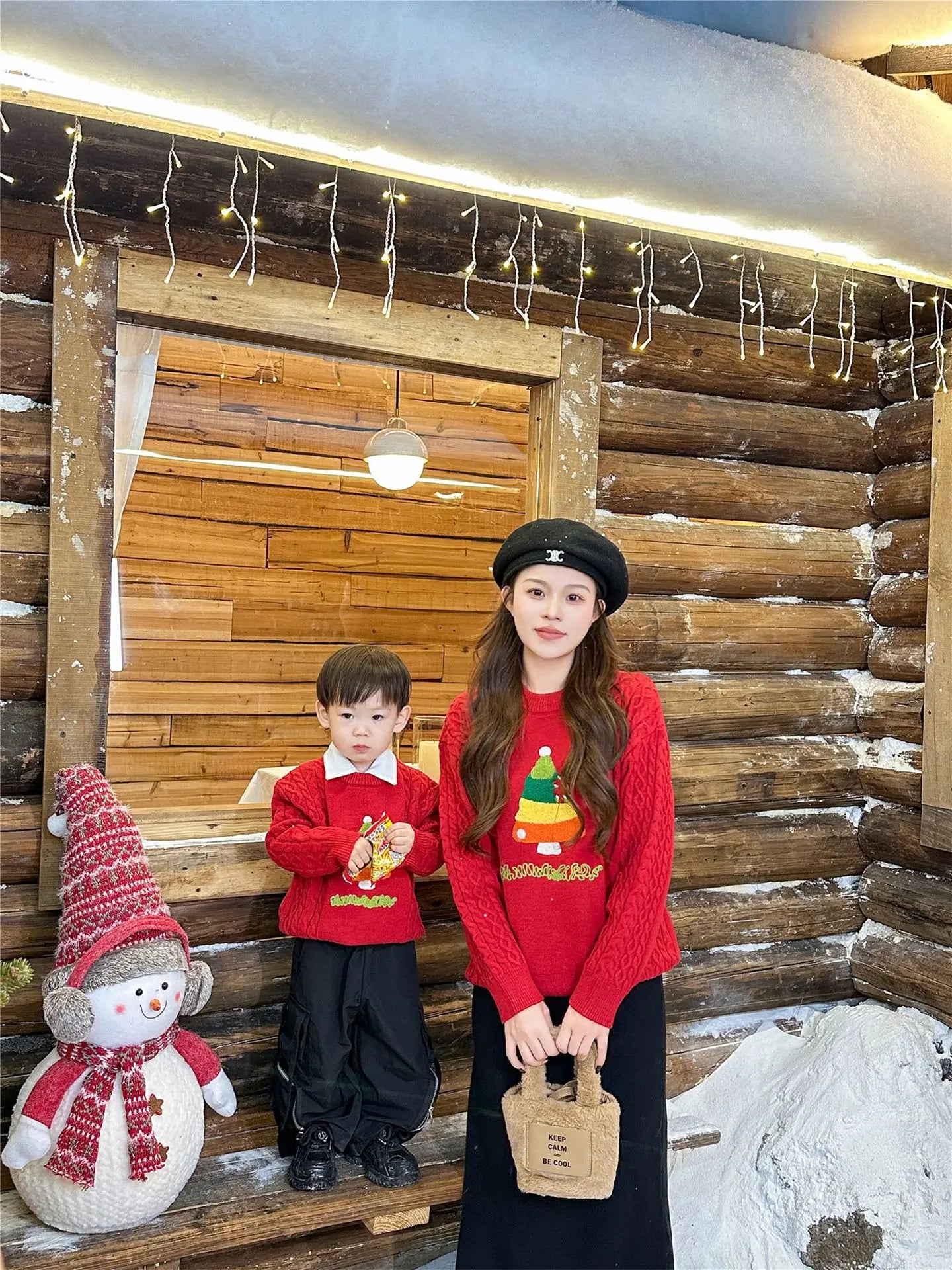 Christmas Tree Jumpers for The Whole Family Red Sweater New Year Dad Mom and Son Daughter Matching Clothes Baby Knitted Romper