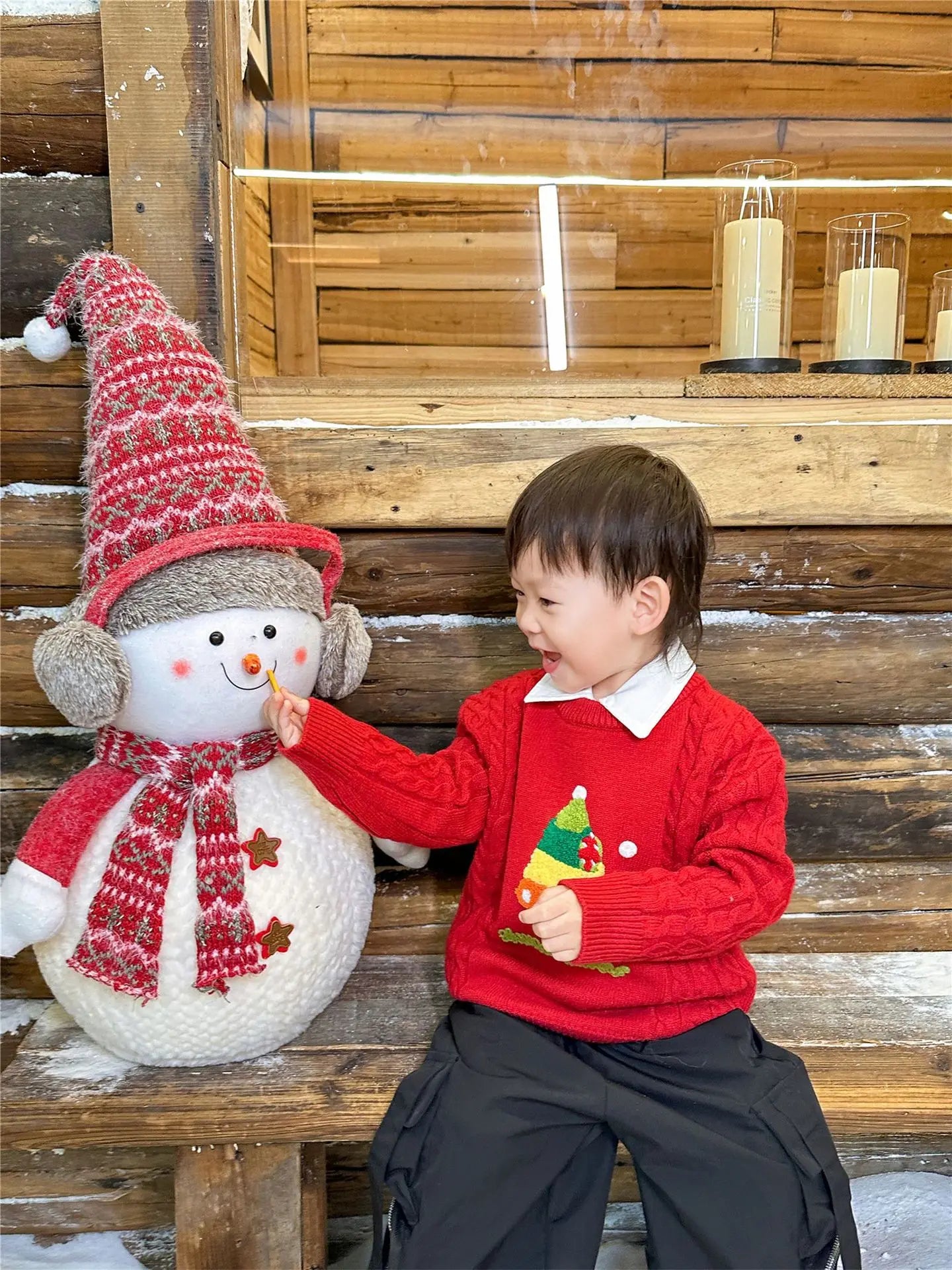 Christmas Tree Jumpers for The Whole Family Red Sweater New Year Dad Mom and Son Daughter Matching Clothes Baby Knitted Romper